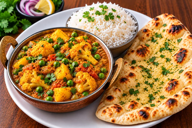 Garden Aloo Gobi Matar Lunch.