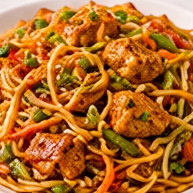 Spicy Chicken Hakka Noodles.